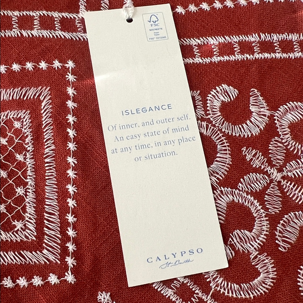 Calypso St. Barth Terracotta Cropped Wide Leg Stitched Linen Pant M - Picture 11 of 12